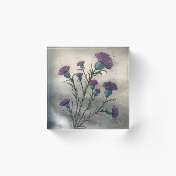 Scottish traditional purple thistle Acrylic Block