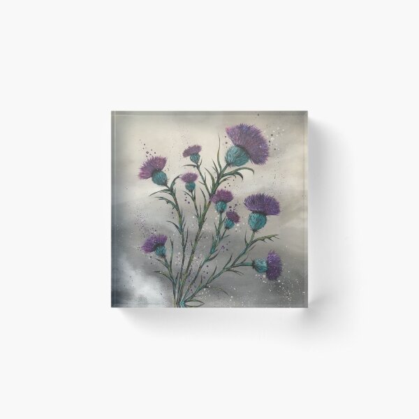 Scottish traditional purple thistle Acrylic Block