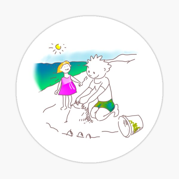Auf zum Strand, Kinder! - ¡Vamos a la playa, niños! - Let´s Go to the Beach, Kids! Sticker