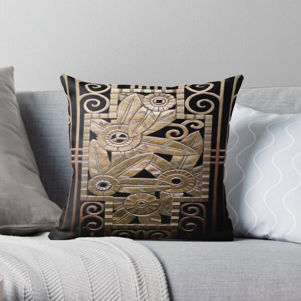 Art deco,vintage,elegant,chic,1920 era,bronze,black,beautiful,the great gatsby Throw Pillow