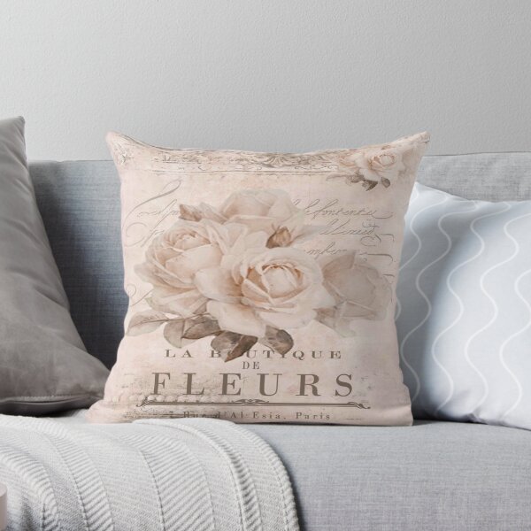 french vintage roses Throw Pillow
