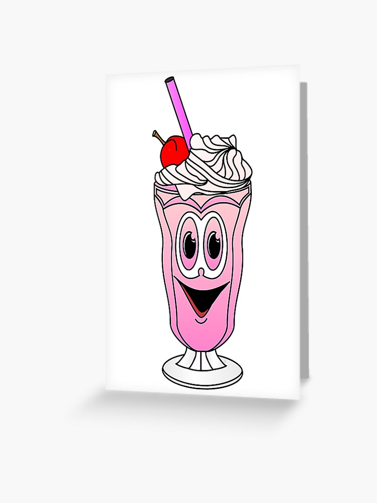 Strawberry Ice Cream Sundae Cartoon Greeting Card By Graphxpro Redbubble