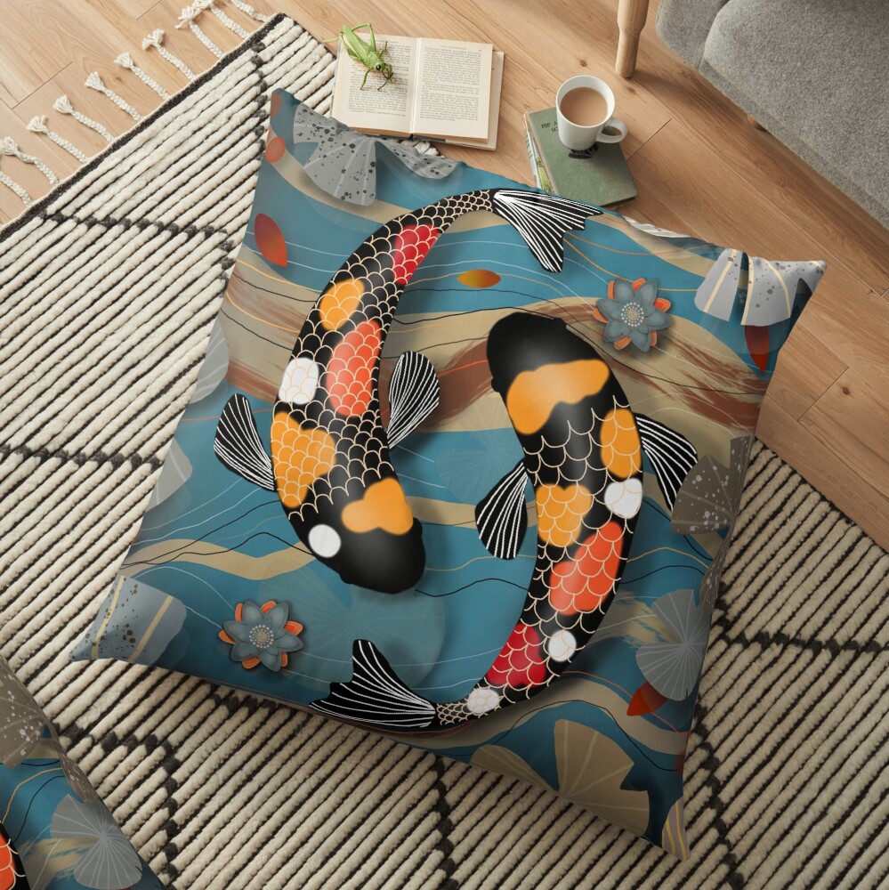 Koi Watergarden Floor Pillow