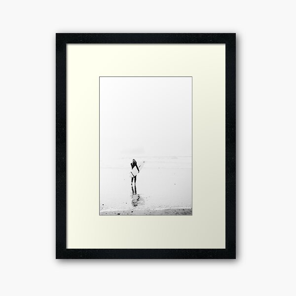 Item preview, Surfer Girl on Beach - Surf Art - Black and white photography - Minimalist designed and sold by PinkJellyfishCo.