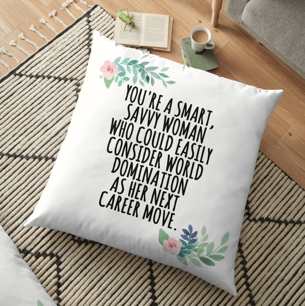 smart, savvy woman Floor Pillow