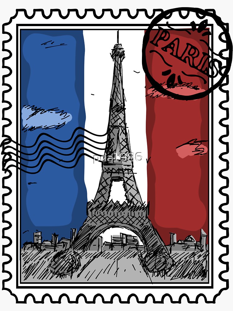 "Paris Stamp" Sticker for Sale by pda1986 Redbubble