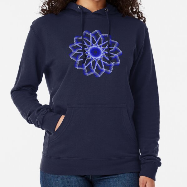 Blue Lines Abstract Geometric Flower Lightweight Hoodie