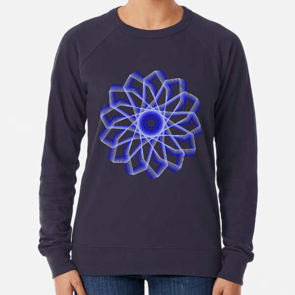 Blue Lines Abstract Geometric Flower Lightweight Sweatshirt