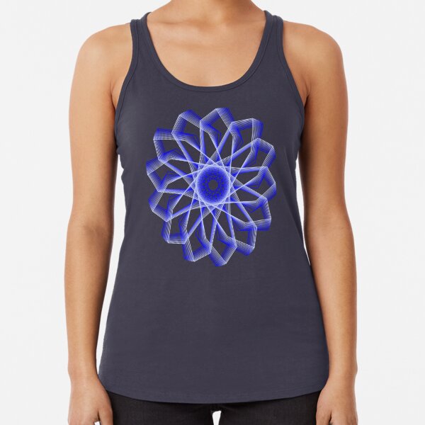 Blue Lines Abstract Geometric Flower Racerback Tank Top