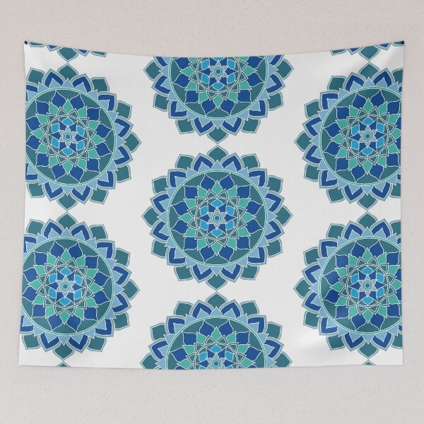 Item preview, Boho style blue mandala designed and sold by Mandala108.