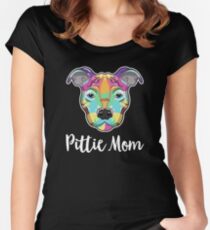 Pittie Mom / Pit Bull Mom / American Bully / American Pit Bull Terrier / Hand Drawn Illustration Design Fitted Scoop T-Shirt