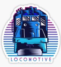 Retro 80s Neon Train - Vintage Locomotive Freight Train Sticker