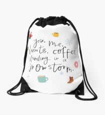 You, Me, Snowstorm Drawstring Bag
