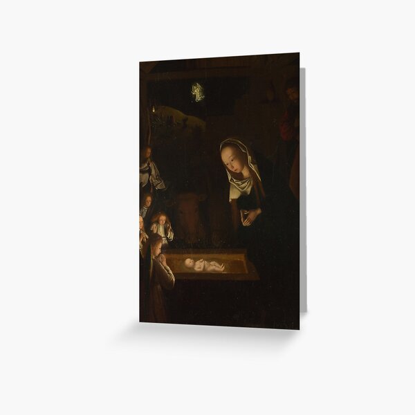 "Nativity at Night Oil Painting by Geertgen tot Sint Jans" Greeting