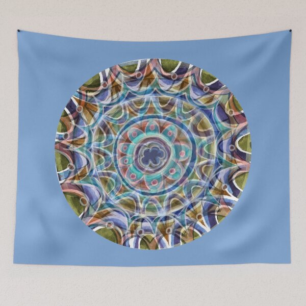 Item preview, Free Hand Mandala on warm light blue Board designed and sold by Istvan Ocztos.