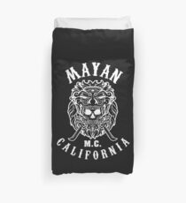 Mayan Motorcycle Club T-shirt Vintage Skull with California Duvet Cover
