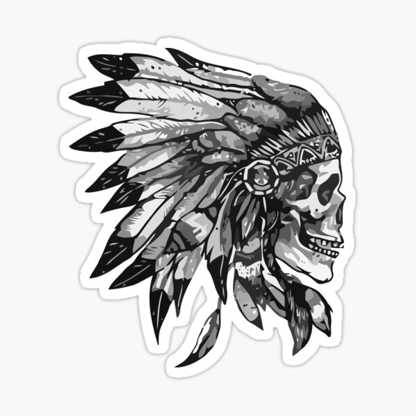 Vintage Indian warrior skull Sticker