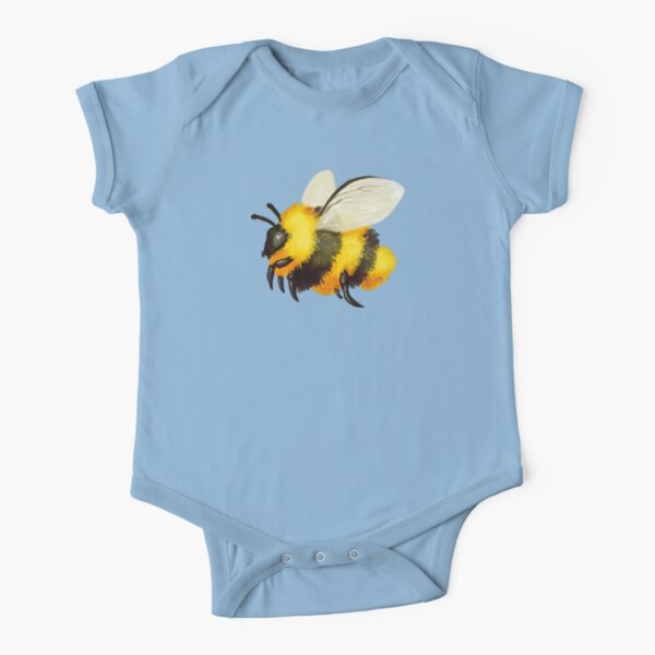 Super fluffy bee, buzz buzz Short Sleeve Baby One-Piece
