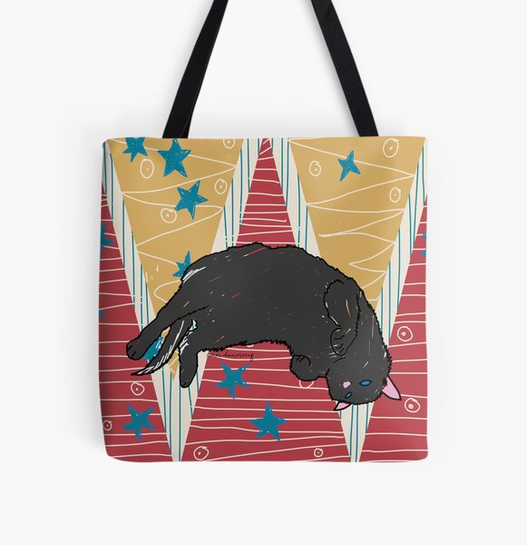 Black magic cat Allover-Print Tote Bag