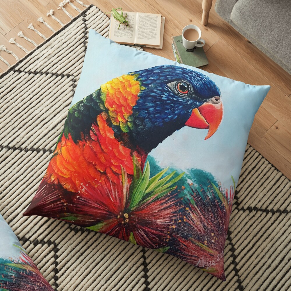 Mojo the Rainbow Lorikeet Floor Pillow