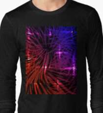 Vector blue and red tricolor background in lights and fireworks. Long Sleeve T-Shirt