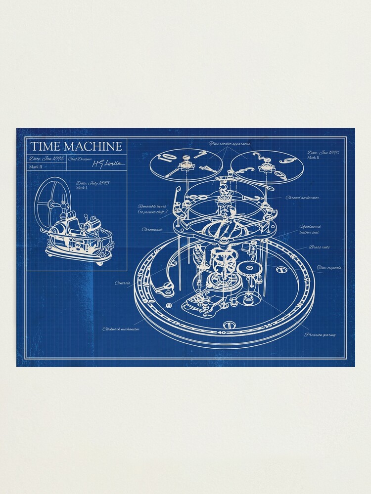 "Time Machine - Blueprint" Photographic Print by moviemaniacs | Redbubble