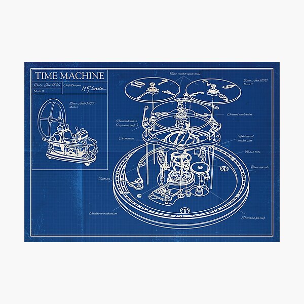Time Machine - Blueprint Photographic Print