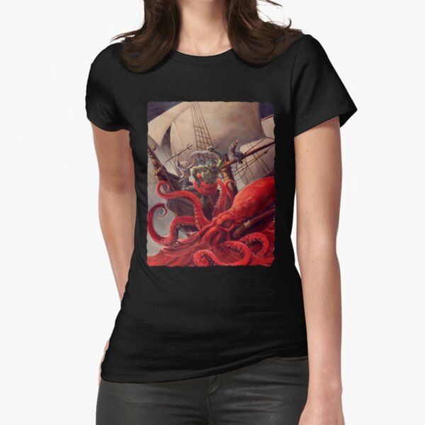 Scarred Lands Cover Art: Blood Sea: The Crimson Abyss Fitted T-Shirt