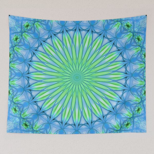 Item preview, Delicate mandala in neon blue and green tones designed and sold by JBlaminsky.