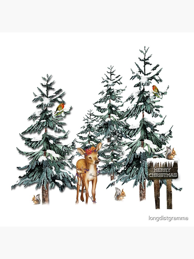 Christmas Winter Forest Deer by longdistgramma