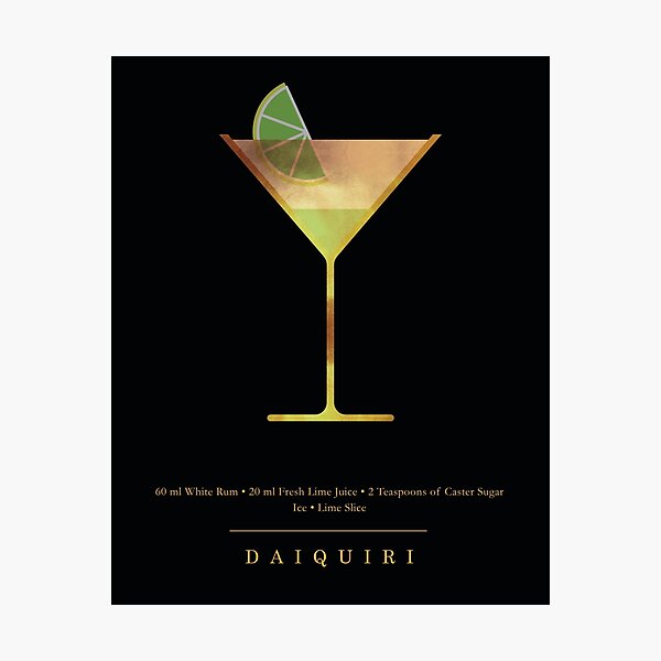 Item preview, Daiquiri Cocktail - Classic Cocktails Series - Black and Gold - Modern, Minimal Decor designed and sold by Studio Grafiikka.