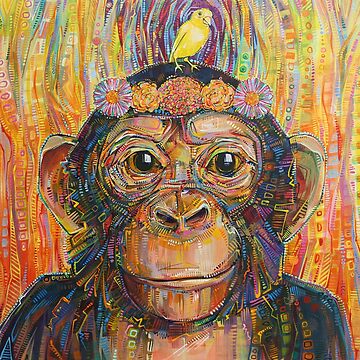 Artwork thumbnail, Chimpanzee and Canary Painting - 2016 by gwennpaints