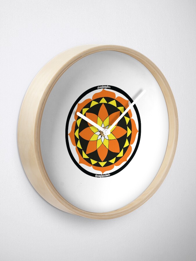 Alternate view of Zen Glass Fire Mandala Clock
