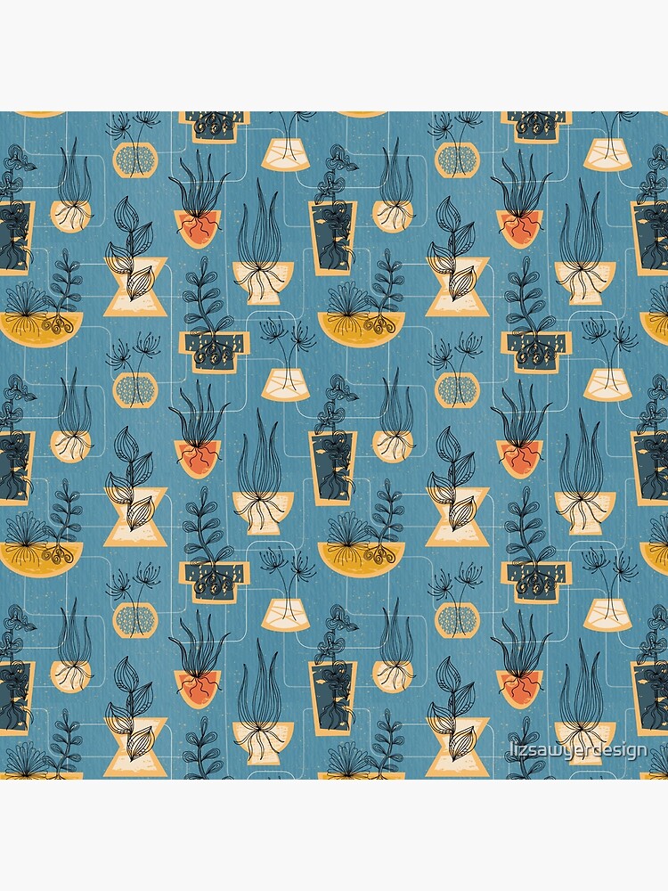 1950s Houseplants- Blue by lizsawyerdesign