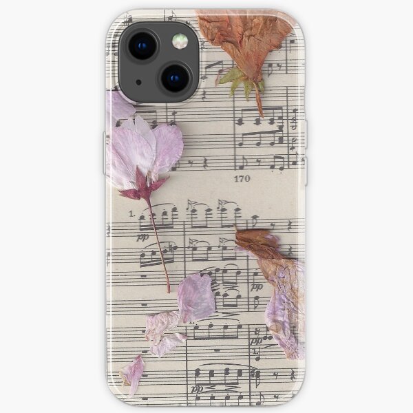 Gepresste Blumen und Musiknoten iPhone Flexible Hülle