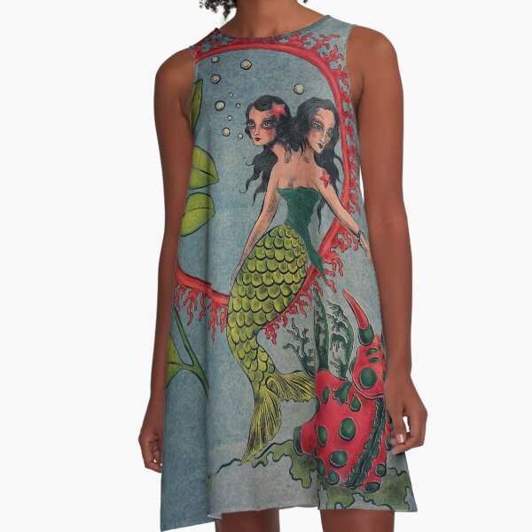 Marine Pastoral A-Line Dress