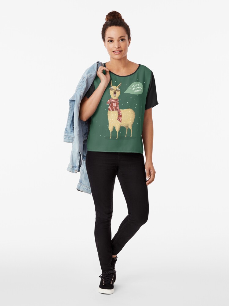Alternate view of Christmas holiday Llama Chiffon Top