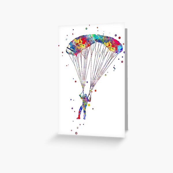 Paraglider Flying Extreme Air Sport Greeting Card By Rosaliartbook Redbubble