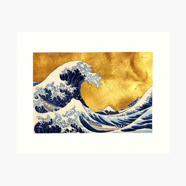 Item preview, The Great Wave Off Kanagawa by Hokusai - Golden version designed and sold by DejaVuStudio.