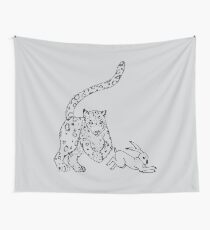 The Chase - Snow Leopard Sketch Wall Tapestry