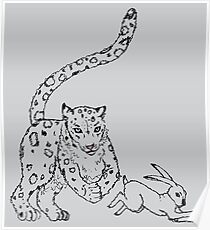 The Chase - Snow Leopard Sketch Poster