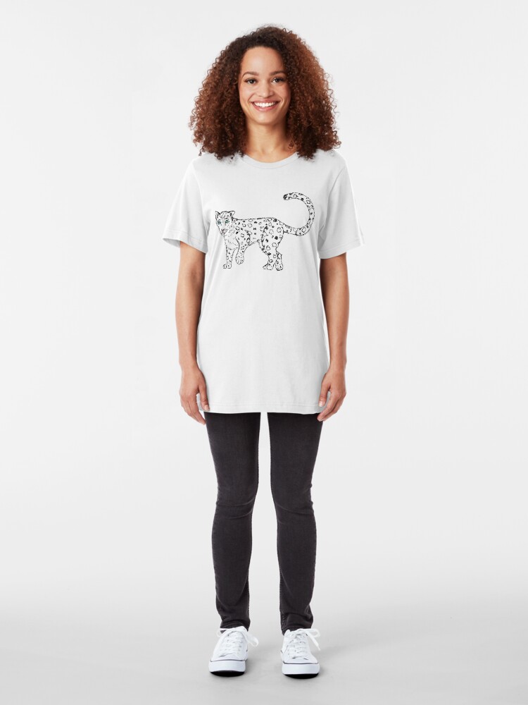Alternate view of Roaming - Snow Leopard Sketch Slim Fit T-Shirt