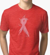 Breast Cancer Courage Faith Hope Ribbon Tri-blend T-Shirt
