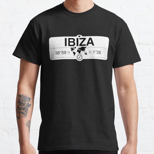 Ibiza Balearic Islands with World Map GPS Coordinates and Compass Classic T-Shirt