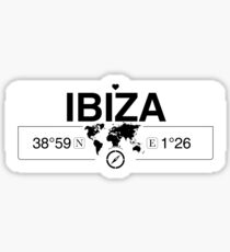 Ibiza Balearic Islands with World Map GPS Coordinates and Compass Sticker
