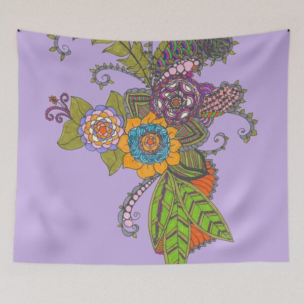 Item preview, Vines and Flowers Brightly Colored Hand Doodle designed and sold by CrystalRaen.
