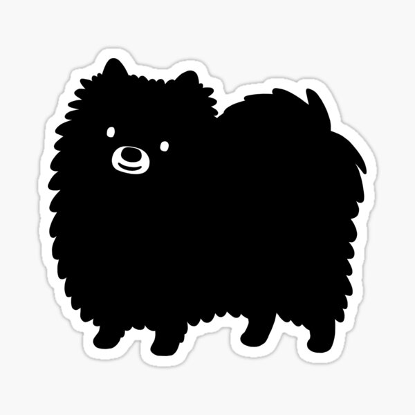 "Cute Fluffy Black Pomeranian Cartoon Dog" Sticker by ShortCoffee