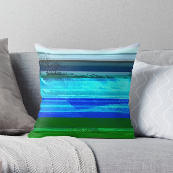Bright Glitch Field Throw Pillow