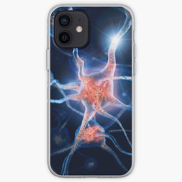 Neurons and neural connections Brain cells 3D illustration art photo print iPhone Soft Case