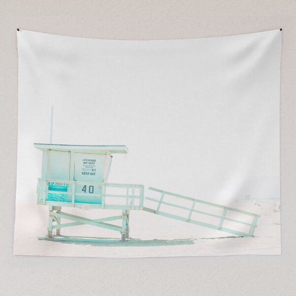 Item preview, Lifeguard tower on beach designed and sold by PinkJellyfishCo.